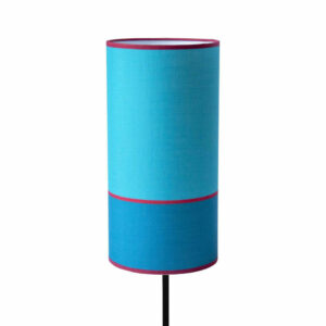 Abat-jour en tissu format tube collection Massara couleur bleu turquoise et bleu canard