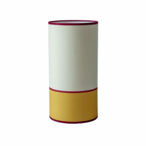 Abat-jour en tissu format tube collection Massara couleur jaune safran et blanc