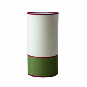 Abat-jour format tube en tissu Massara couleur vert avocat et blanc