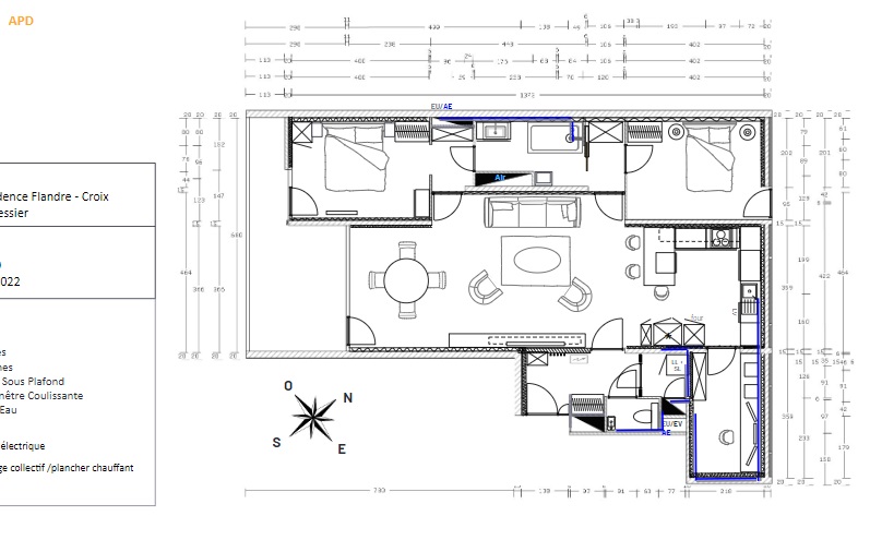 plan du projet d'aménagement d'un appartement