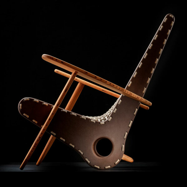 fauteuil Birdy couleur chocolat cordage lin