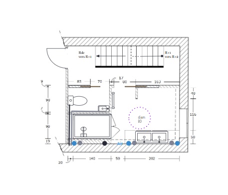 plan aménagement salle de douche